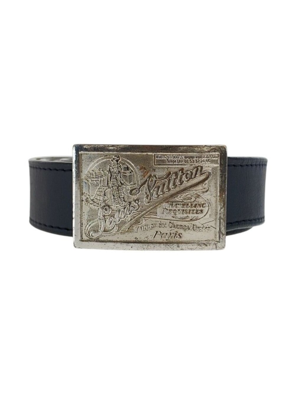 Louis Vuitton Ceinture Jeans 100 Black Silver Leather Metal